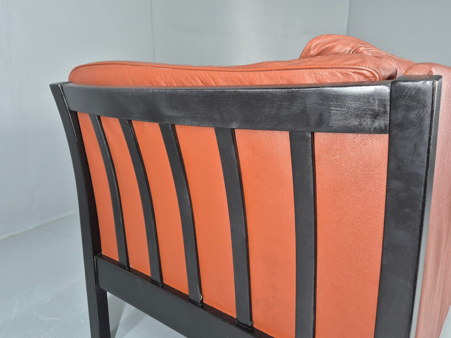 Vintage 3 Seat Sofa Reddy Brown Leather Stouby Denmark 1980s Retro EB10538 M3SS20