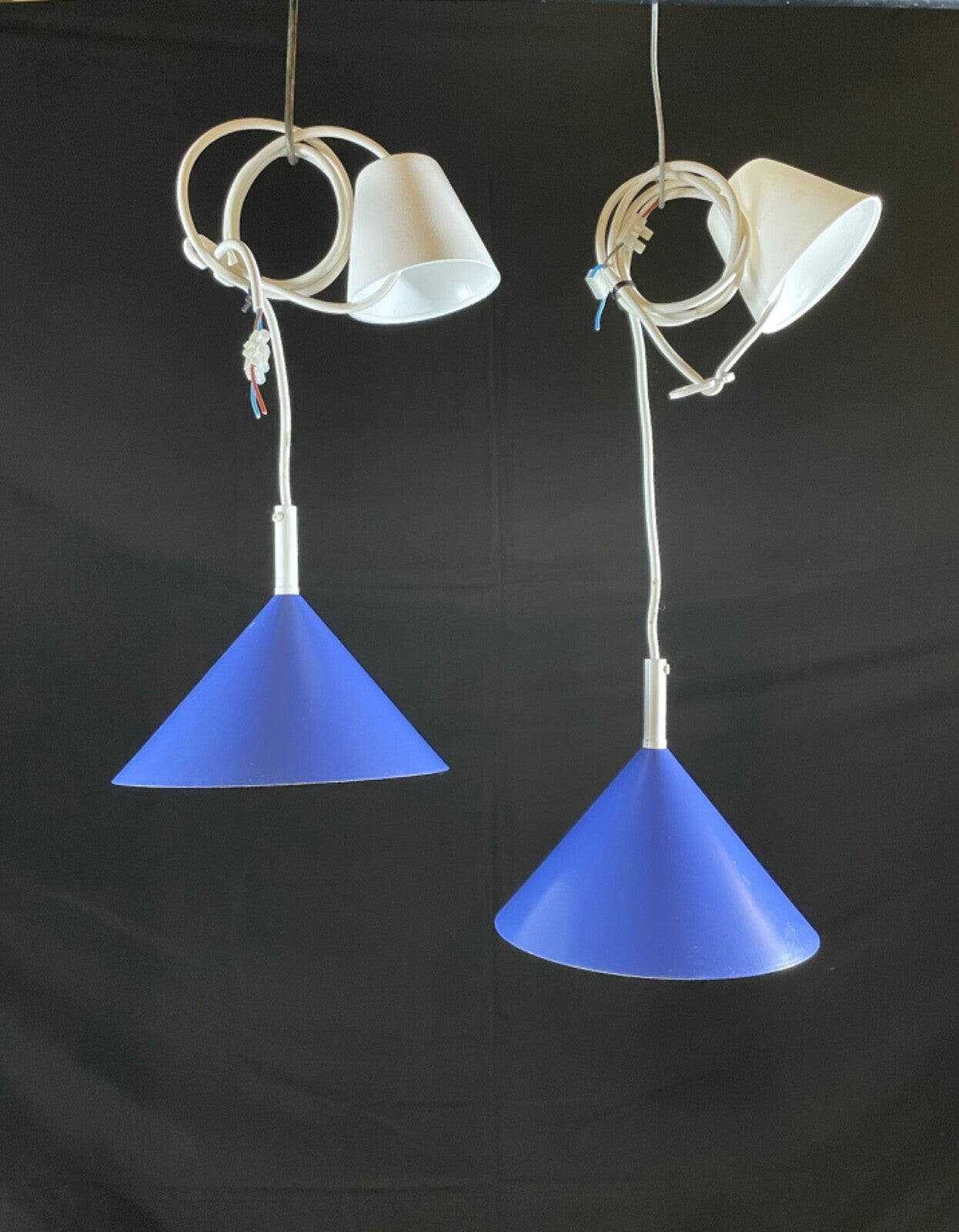 Danish Pair Pendant Lights Design A/S Model: Costa Blue Retro EB5104 LCLC3