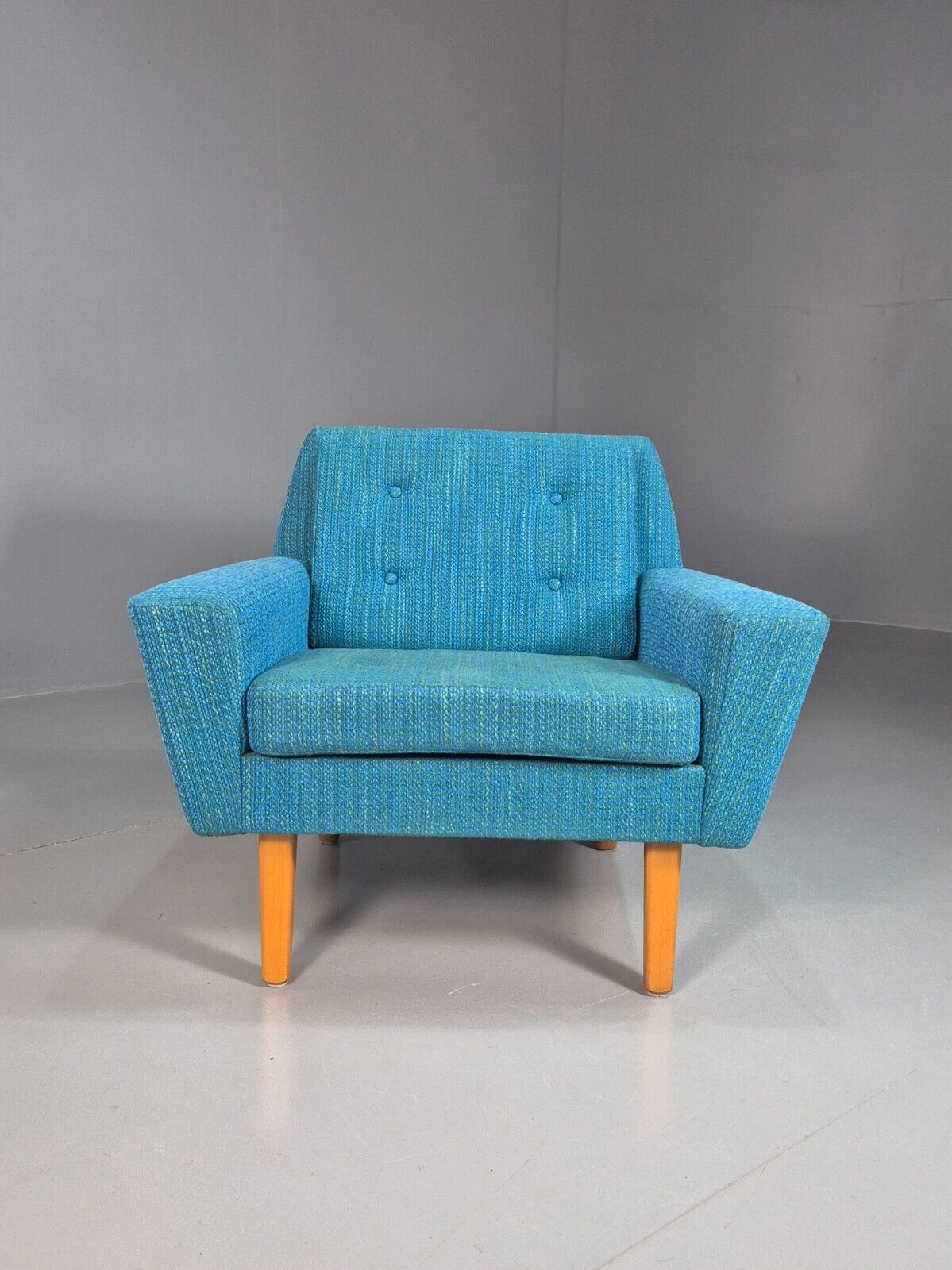 Vintage Swedish Lounge Chair Blue Wool Retro 1960s MCM EB7894 MNOR - UKDK FURNITURE
