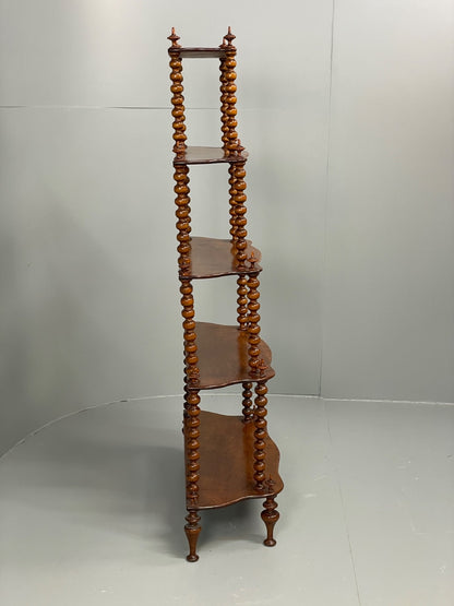 Antique Mahogany Whatnot Shelving Unit Bobbin Turned Tiered EB11197 MWOO19