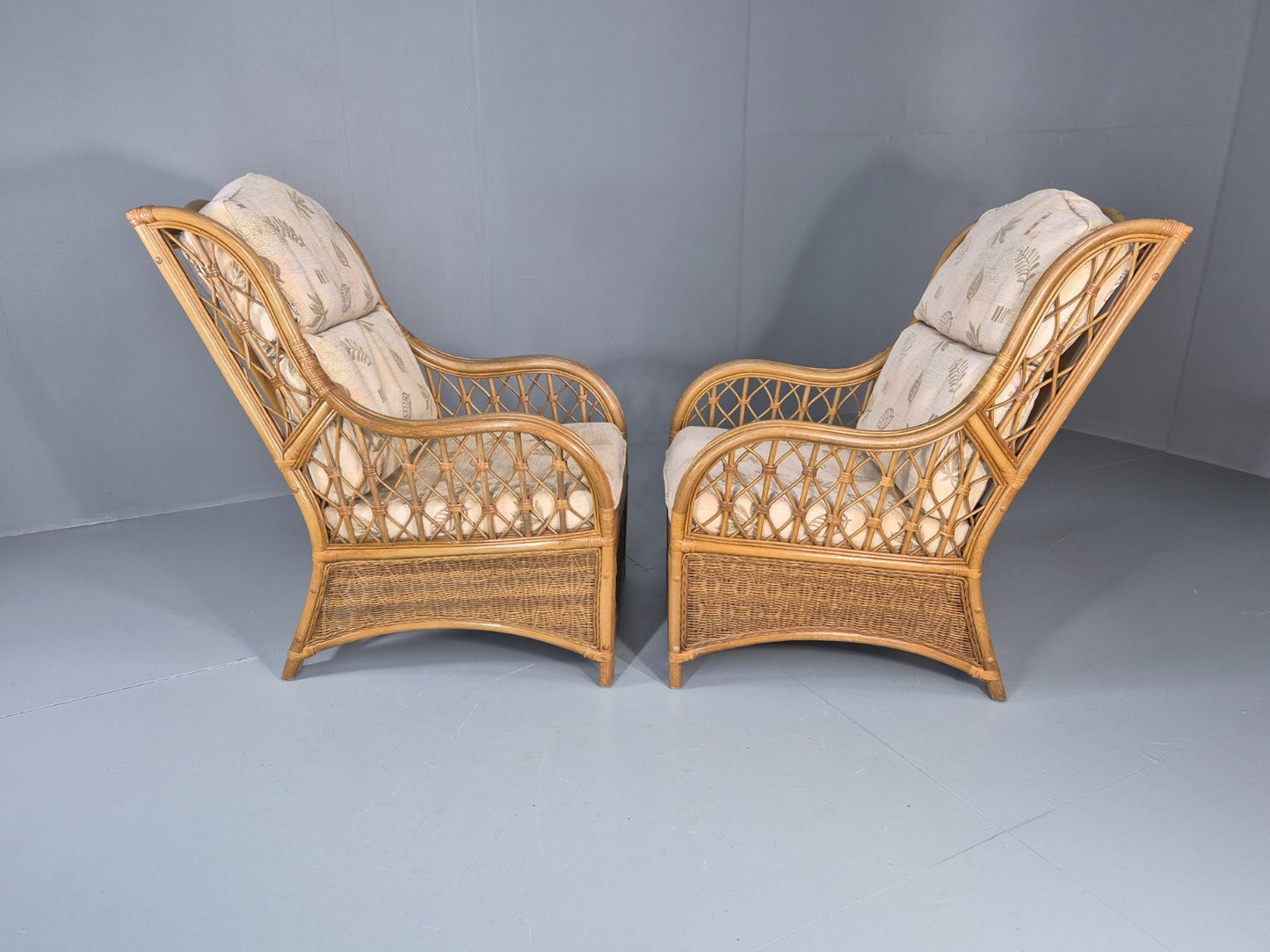 2 Vintage Rattan Conservatory Chairs 1990s Retro EB11286 VBER12