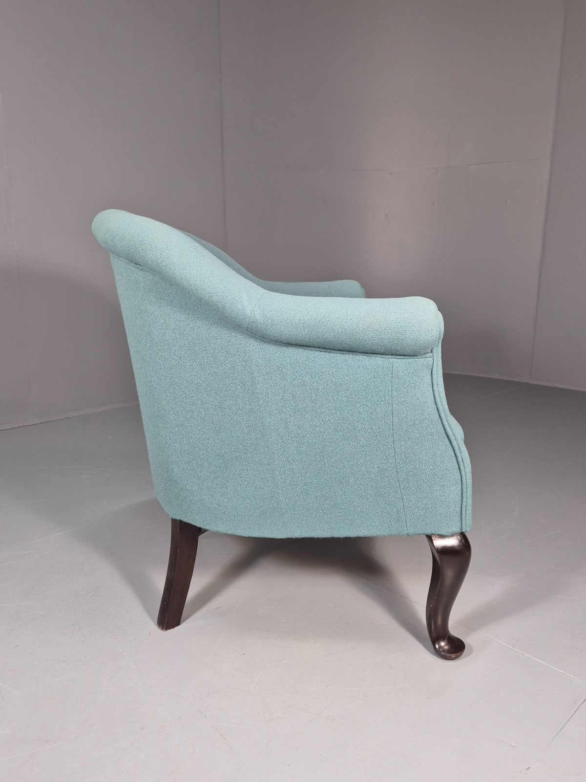 Art Deco Tub Chair Danish Turquoise 1940s Vintage Cabriole Leg EB10740 VCLO7