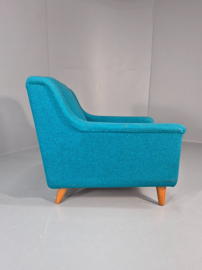 Vintage Swedish Lounge Chair 1960s Retro Dux Mid Century Blue Wool  EB11104 MNOR15