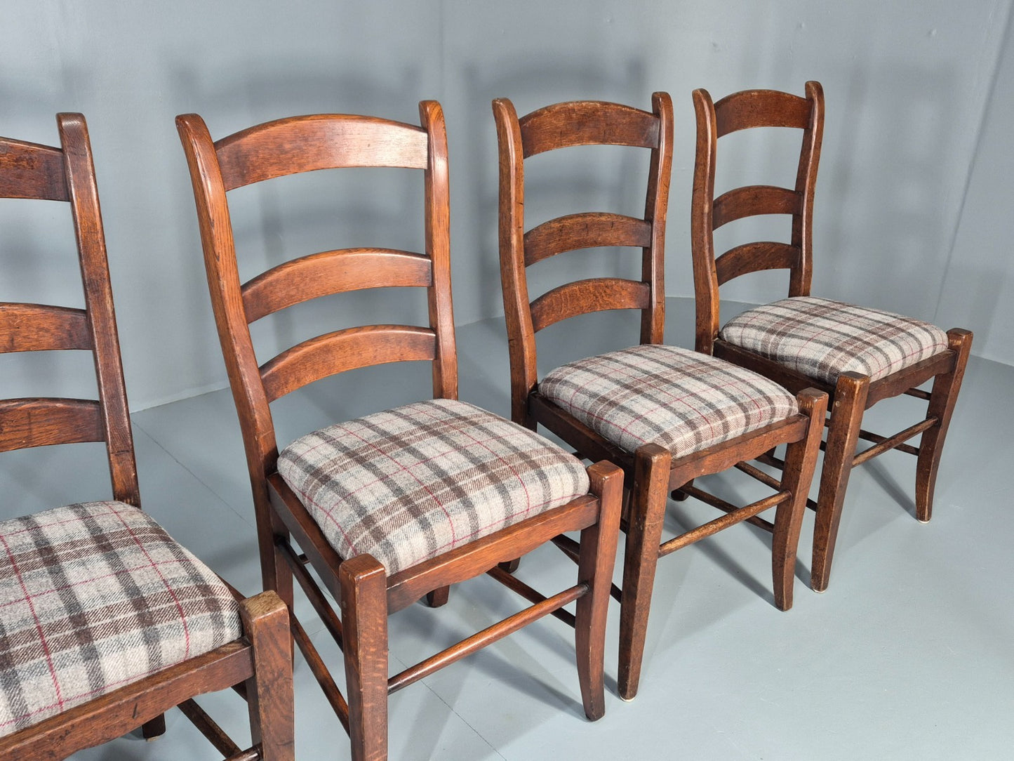 5 Hardwood Dining Chairs Modern Shaker Style Tartan Seats  EB11173 VDIN3