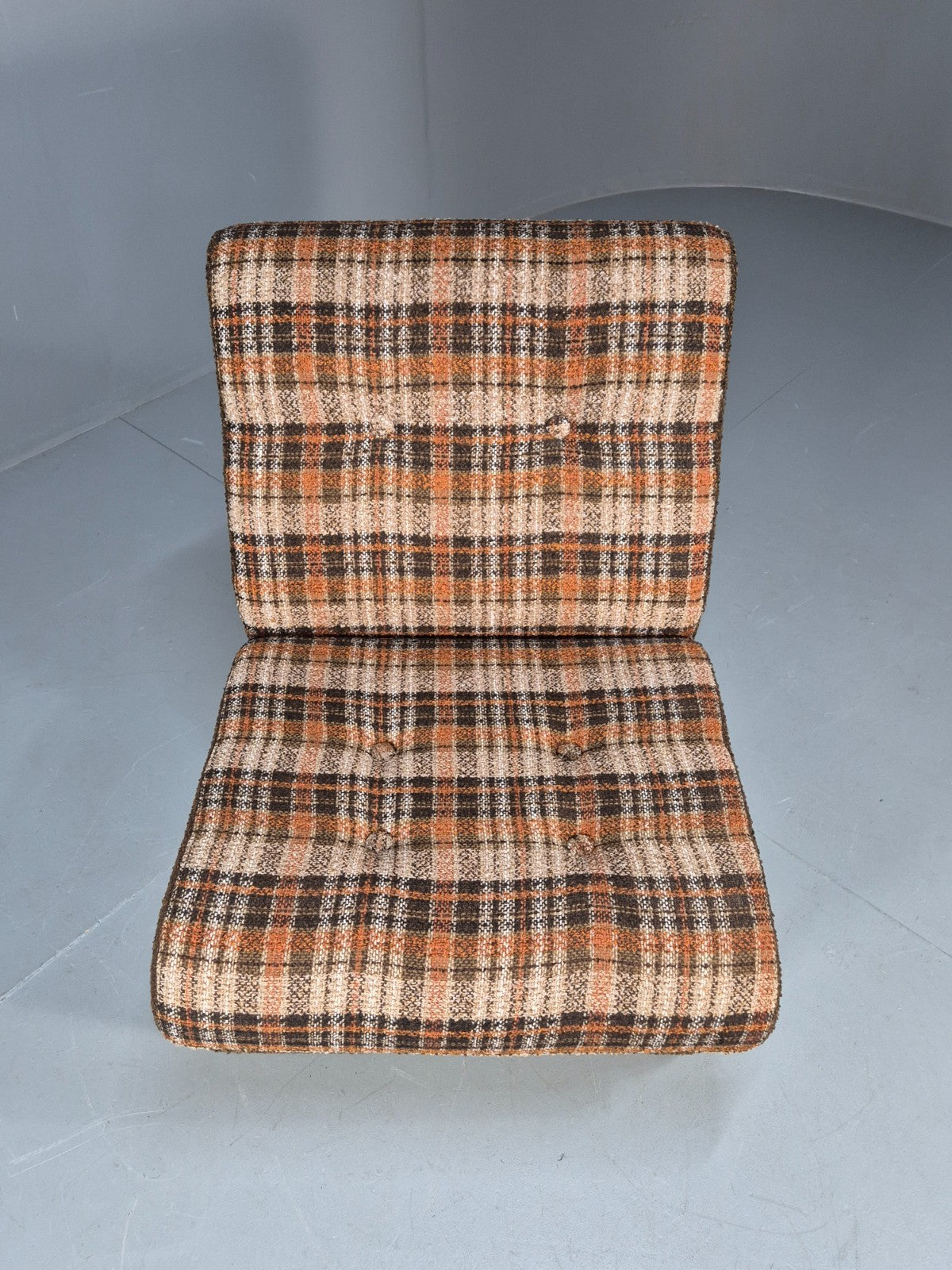 Vintage Sofabed Chair Schreiber Put U Up Checked Brown Wool 1970s EB9987 M4SS3