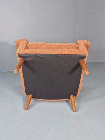 Mid Century Lounge Chair Danish 1960s New Upholstery Retro Teak Leg EB11020 MNOR6