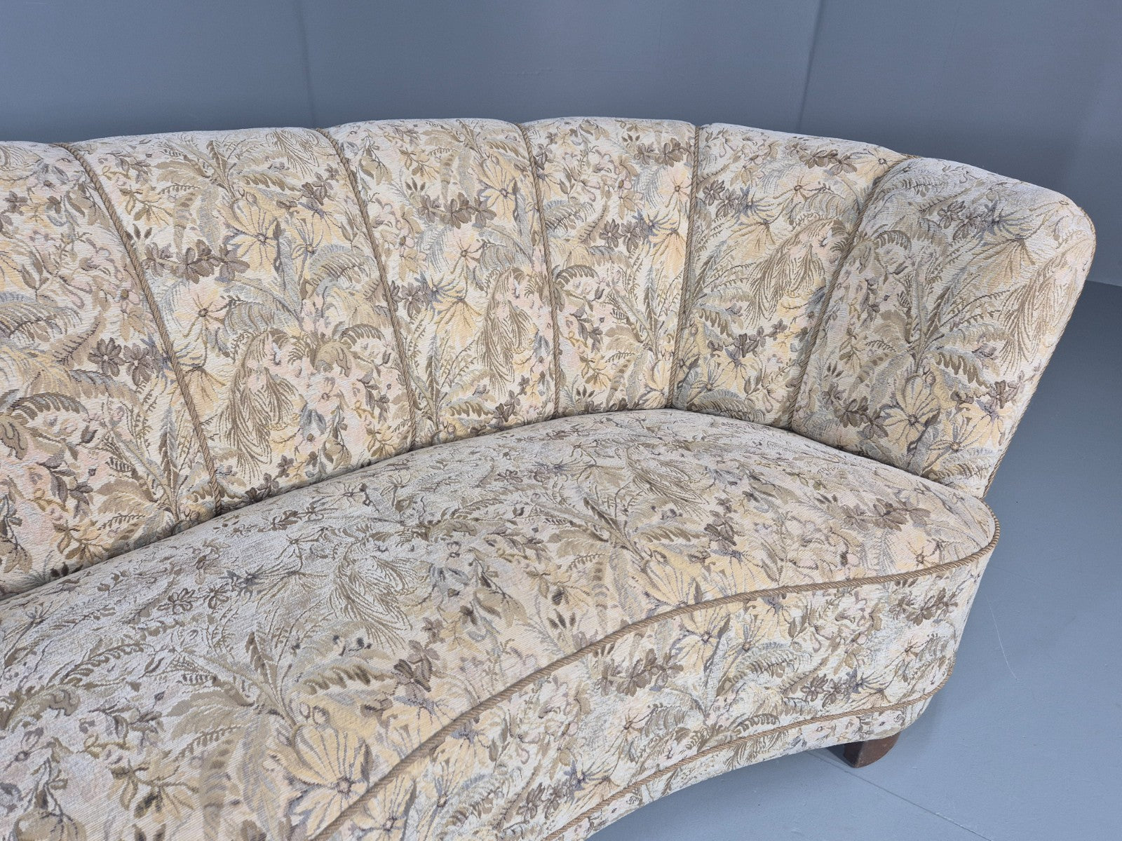 Vintage Banana Sofa 1930s Danish Art Deco Floral Cotton Retro EB10794 V2SS4