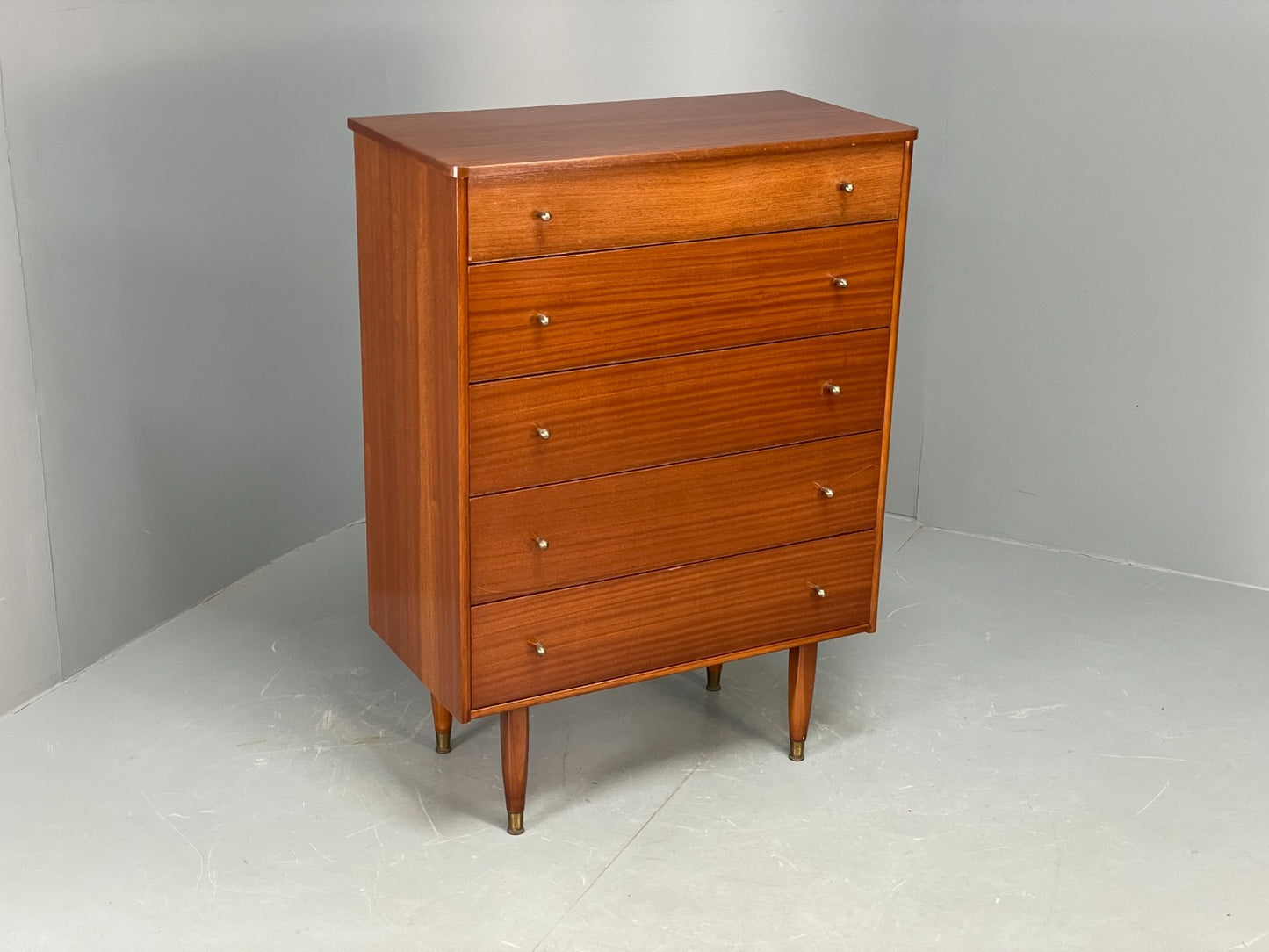 Vintage Austinsuite Chest Of Drawers Walnut Brass Handles 1960s EB10677 MWOO2