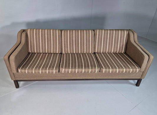 3 Seat Sofa Vintage Danish Khaki Wool Upholstery Mogensen Retro MCM EB7266 M3SS1