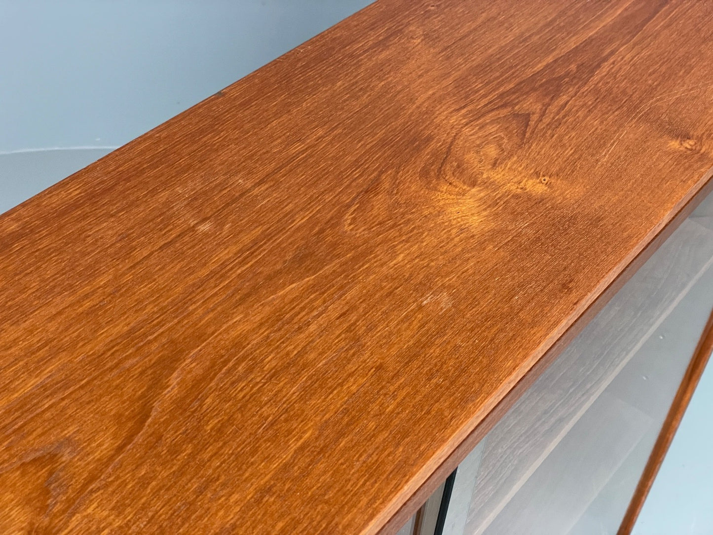 Vintage 1960s Teak Bookcase Shelving Glass Doors Mid Century EB11057 MWOO14