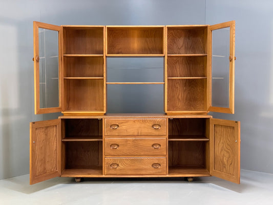 Vintage Ercol Elm Sideboard Wall Unit Adjustable 1960s Drawers EB9831 MWOO - UKDK FURNITURE