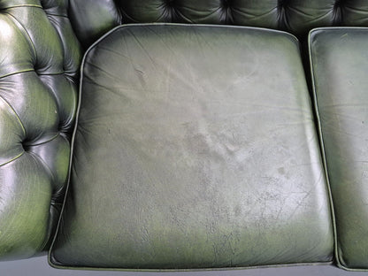Three Seater Green Leather Chesterfield Quality Version Retro EB11032 VCHE22