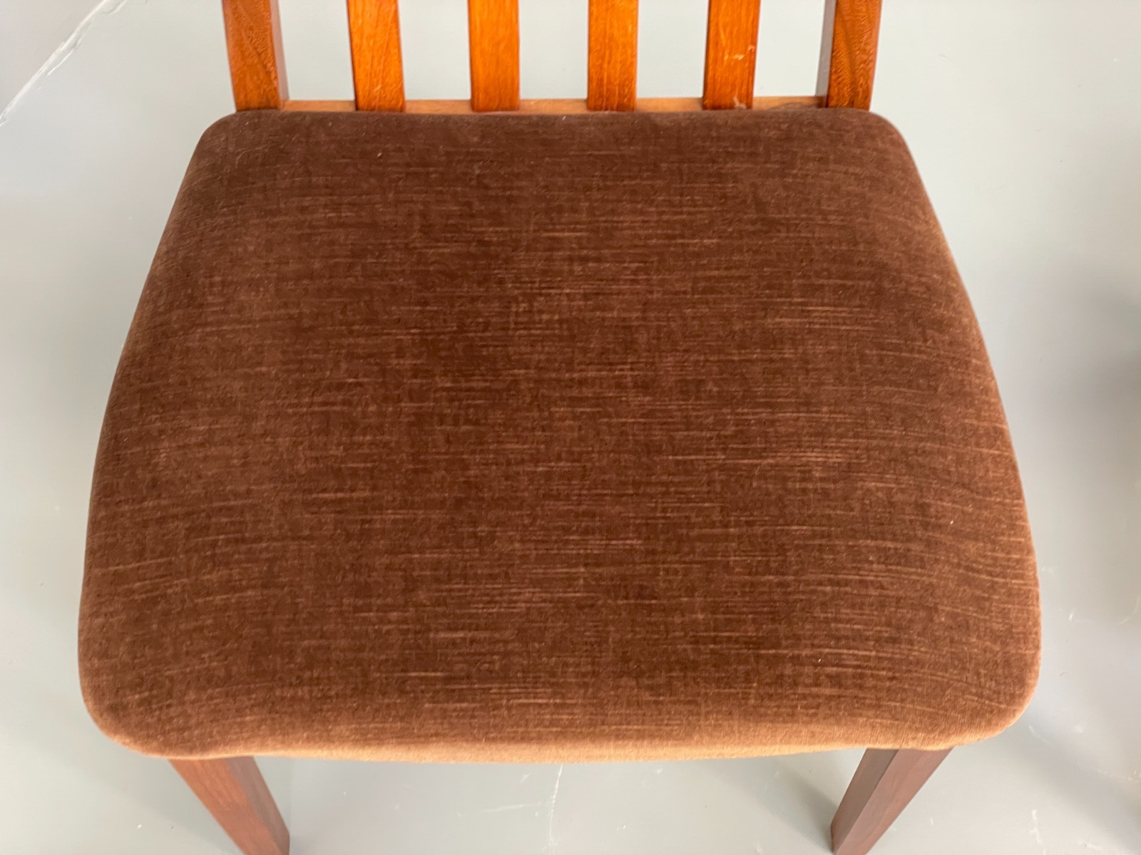 Vintage G Plan Fresco Teak Dining Chairs Six Brown Velour Retro EB9780 MDIN - UKDK FURNITURE