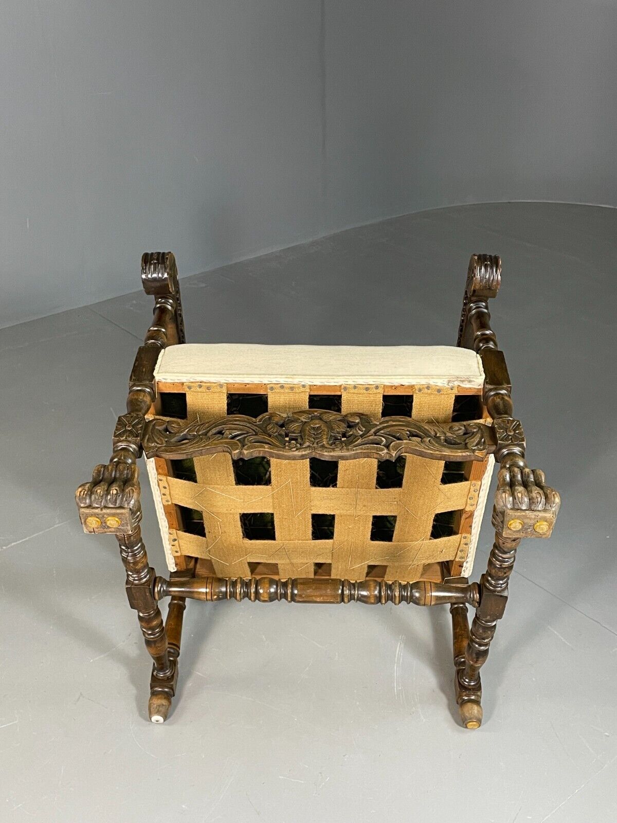 Vintage Danish Lounge Chair Cream Cotton Oak Frame Antique Style EB6917 VNOR - UKDK FURNITURE