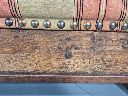 Antique Danish Oak Chest Two Seater Sofa Striped Stamped 19th Cent EB9602 V2SS - UKDK FURNITURE