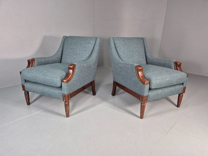 2 Vintage regency Style Armchairs 1970s Danish New Upholstery  EB11135 VCLO1
