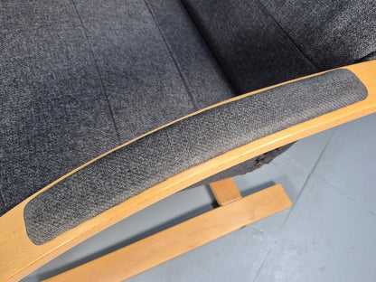 Vintage Danish Bentwood Chair and Footstool Verikon Grey Wool Retro EB9686 MBEN - UKDK FURNITURE