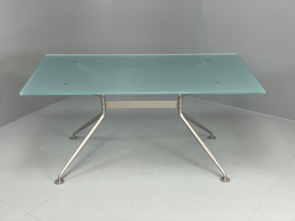Italian Glass Dining Table Calligaris 'Play' Modern Steel Frame EB11542 MWOO2