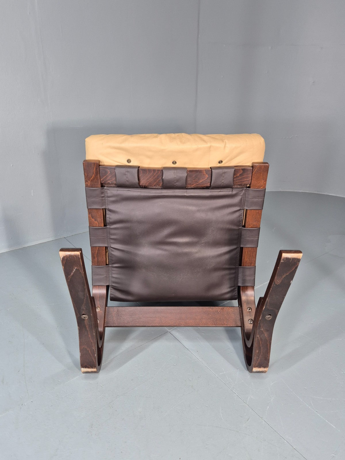Vintage Leather Bentwood Armchair  Midcentury Norway Skyline Retro EB9912 MBEN12