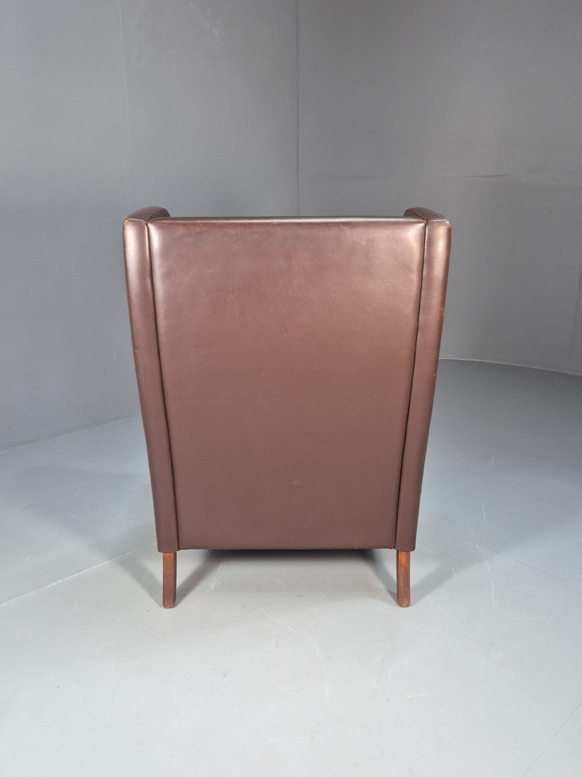 Vintage Brown Leather Wingback Chair Retro Mid Century Danish Design EB9329 MNOR - UKDK FURNITURE