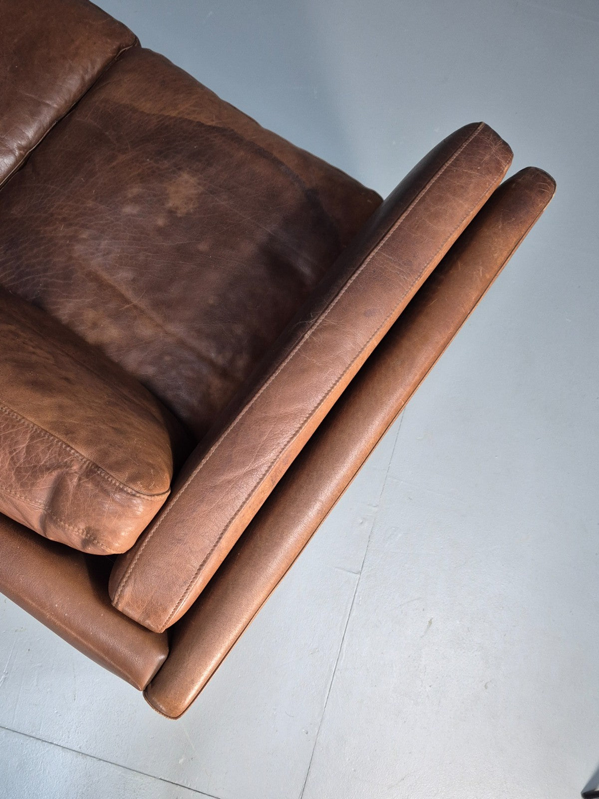 Mid Century Three seater Sofa Brown Leather Vintage Danish 1970s EB10077 M3SS20