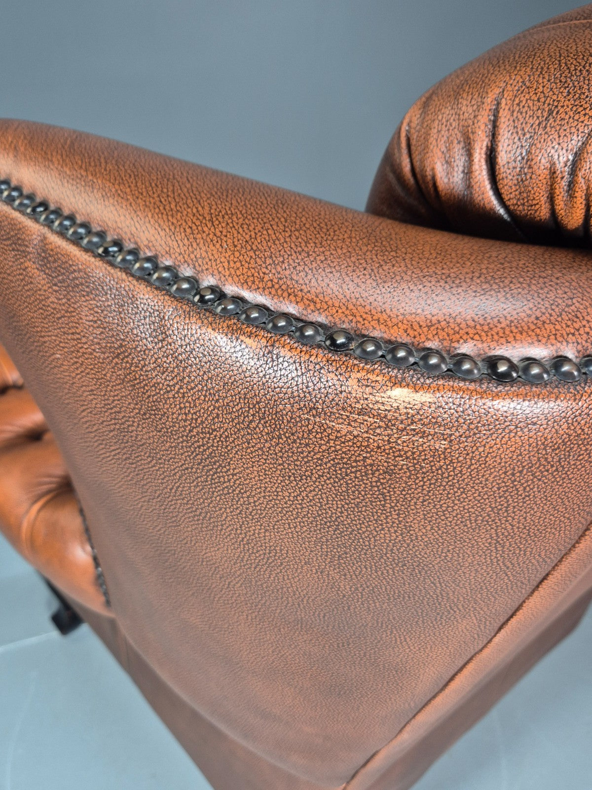 Vintage Leather Wing Back Club Chair  Denmark Chesterfield Style  EB10732 VLEA17