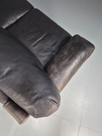 Vintage Two Seat Settee 1980s Danish Black Leather Retro EB10109 M2SS11