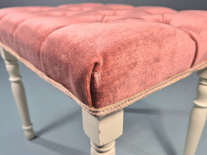 1970s Retro Dressing Table Stool Pink Velour Rococo Styled Kitsch EB11963 VWOO9