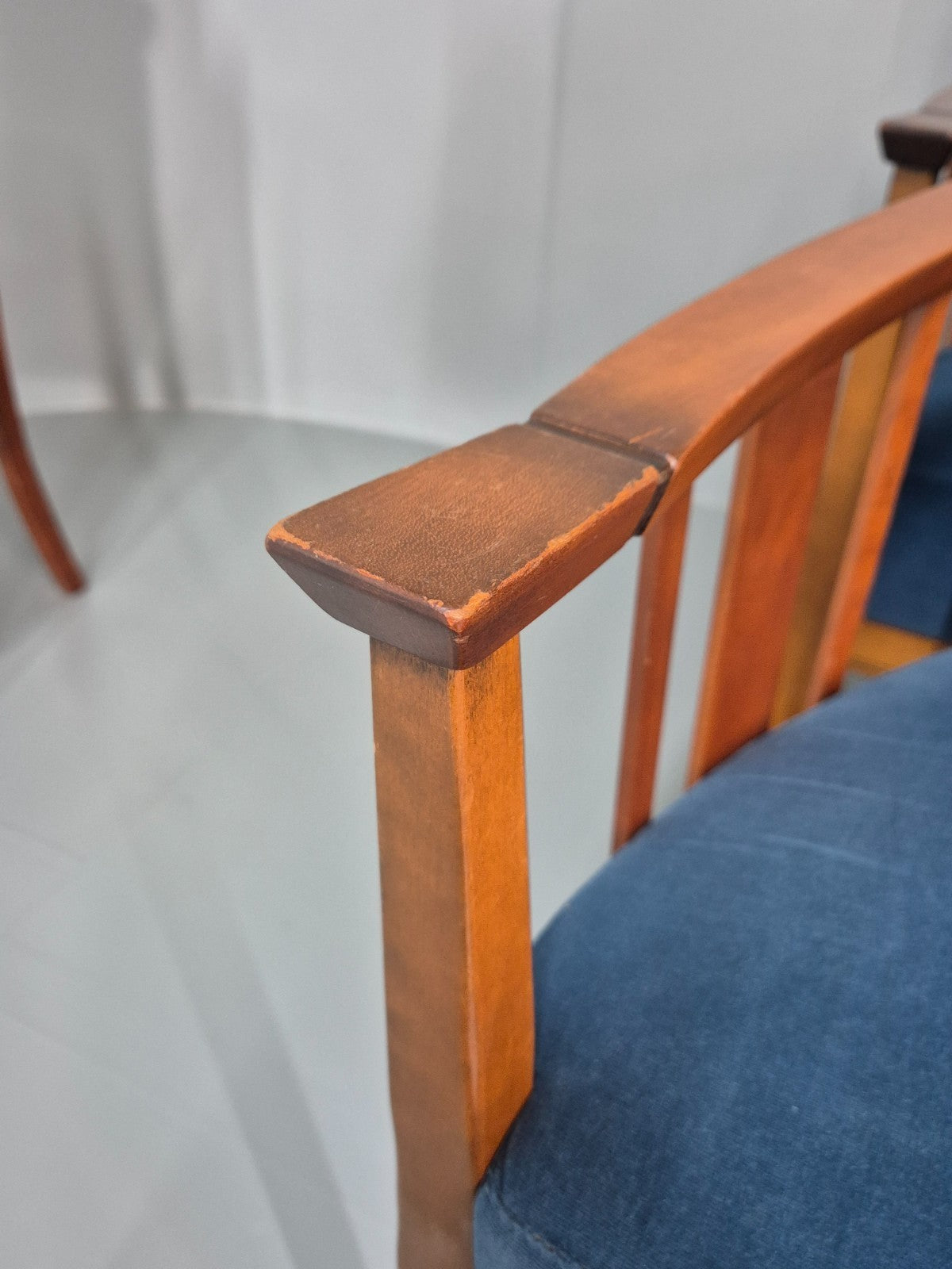 6 Art Deco Style Elbow Chairs Scandinavian Modern Blue Velvet   EB10935 VDIN17