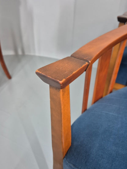 6 Art Deco Style Elbow Chairs Scandinavian Modern Blue Velvet   EB10935 VDIN17