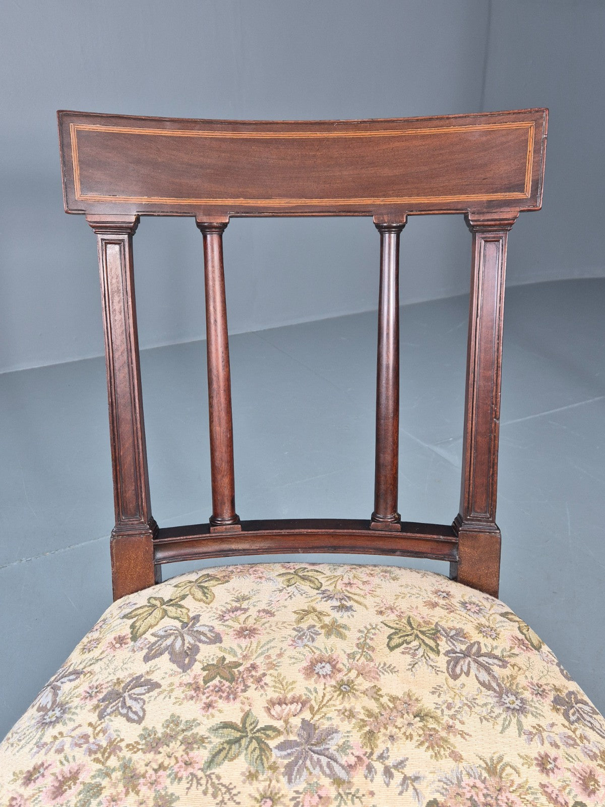 Antique Empire Dining Chair Mahogany Frame Pillared Slats Floral   EB11223 VDIN12