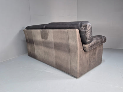 Vintage Two Seat Settee 1980s Danish Black Leather Retro EB10109 M2SS10