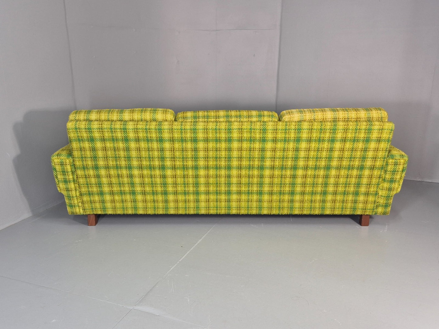 1970s Three Seater Sofa Vintage Danish Green Tones Wool Retro MCM  EB11350 M3SS16