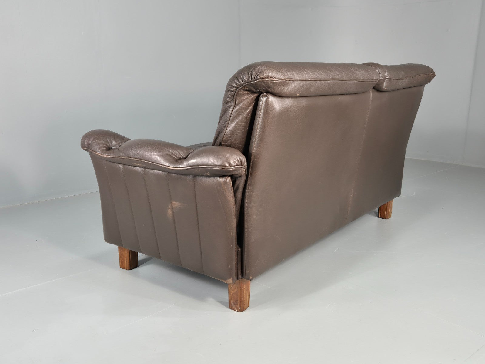 Vintage 2 Seater Sofa Danish Brown Leather Mid Century Retro 1970s EB11929a M2SS17