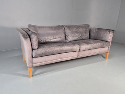 Vintage Mogens Hansen 2.5 Seat Settee Grey Leather 1980s Retro EB11645 M3SS1