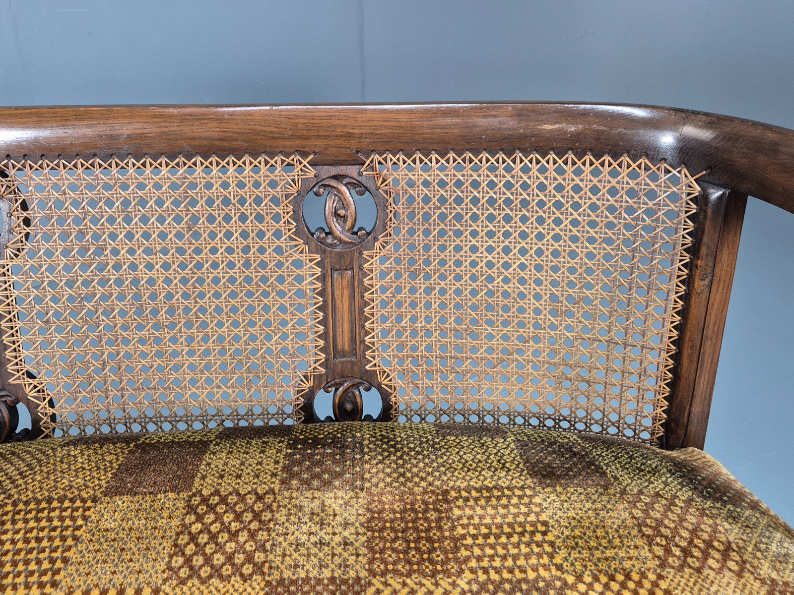 Art Deco Era Settee Two Seater Oak Frame `Bergere Back 1920s EB10692 VBER19