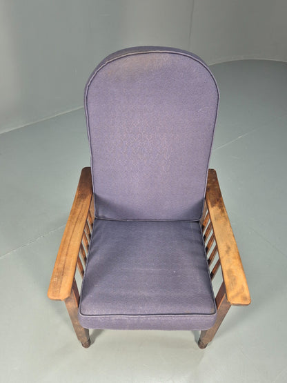 Antique Oak Wheel Back Folding Chair Purple upholstery 1900s EB10629 VCAR3