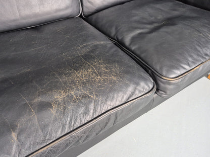 Vintage Danish 3 Seat Sofa Black Leather Mid Century Retro  EB10470 M3SS10
