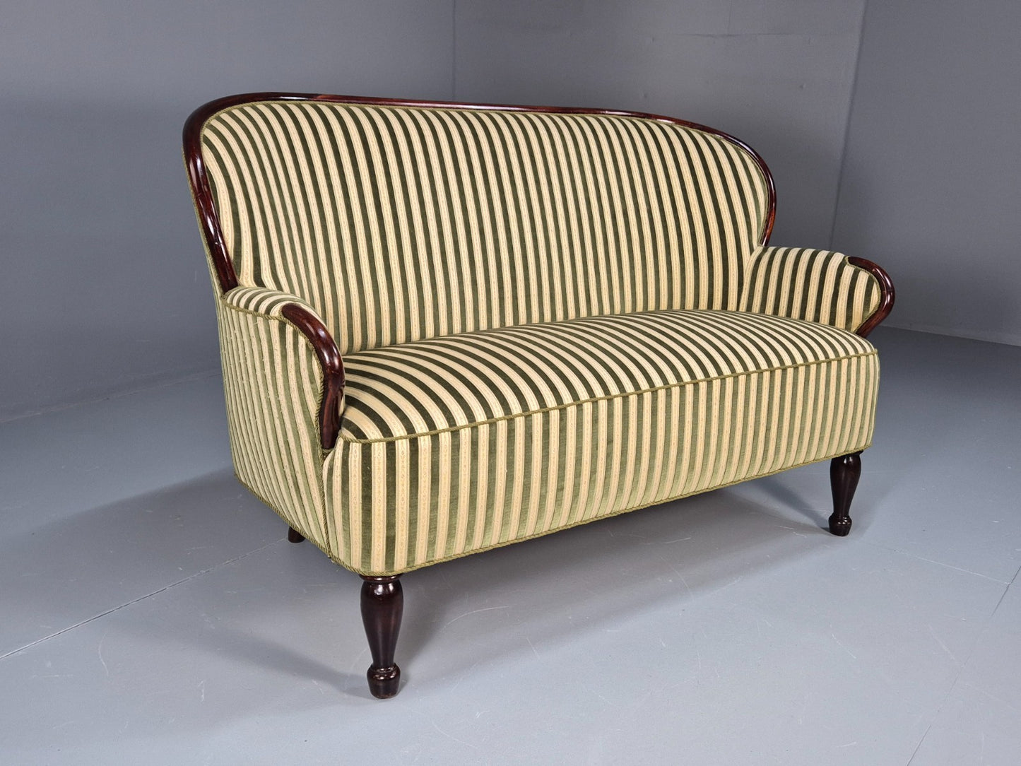 Antique Danish Gold and Green Mahogany Sofa 1900s EB9663 V2SS - UKDK FURNITURE