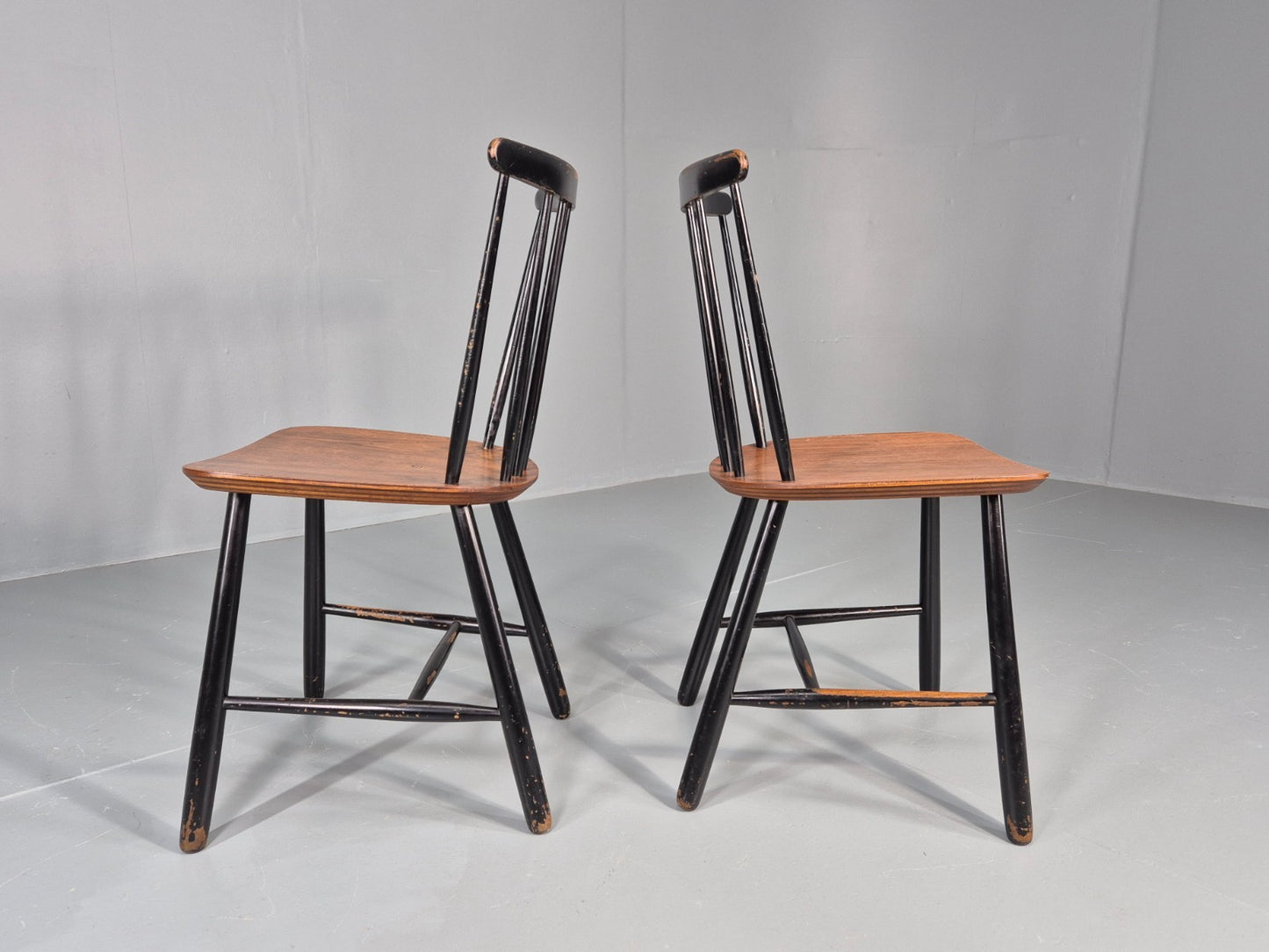 2 Vintage Midcentury Teak dining Chairs Fannet by Ilmari Tapiovaara EB11813 MDIN6