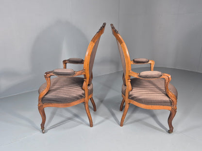 2 Antique Rococo Armchairs Walnut Frames 1880s Denmark Quality  EB111331 VCLO9