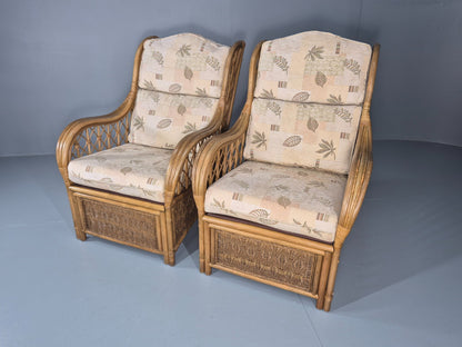 2 Vintage Rattan Conservatory Chairs 1990s Retro EB11286 VBER3