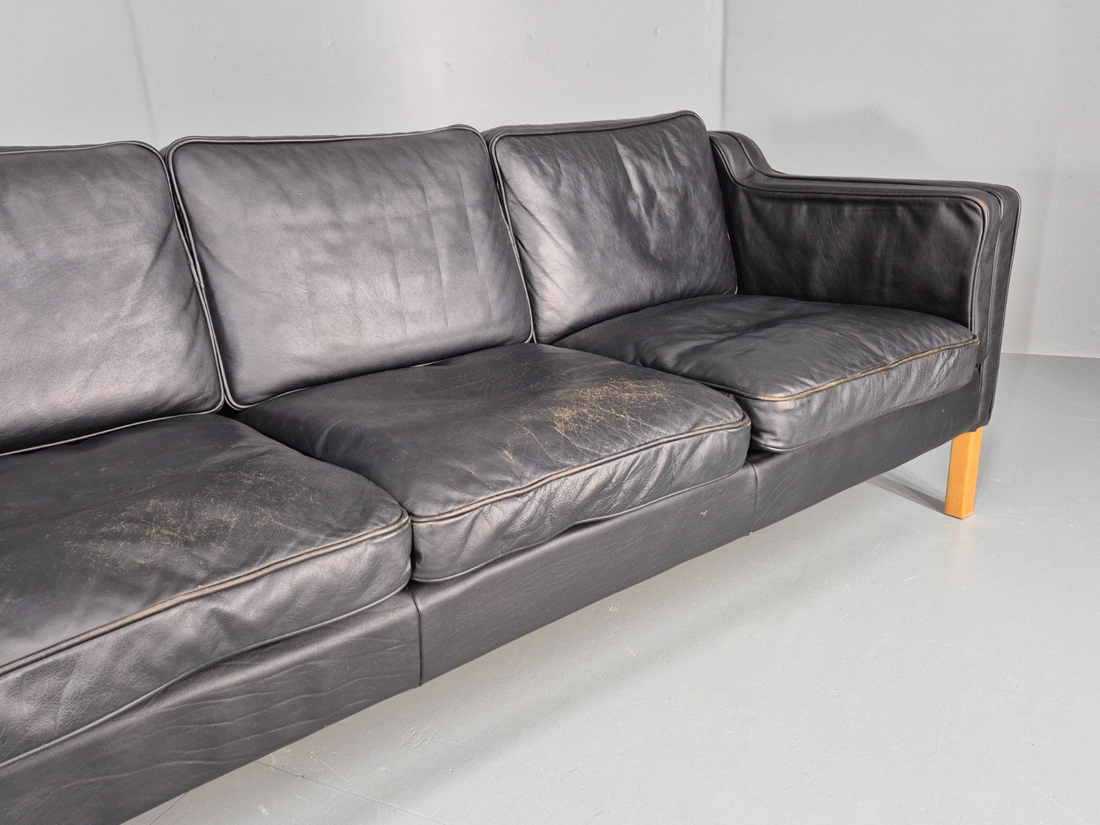 Vintage Danish 3 Seat Sofa Black Leather Mid Century Retro  EB10470 M3SS3