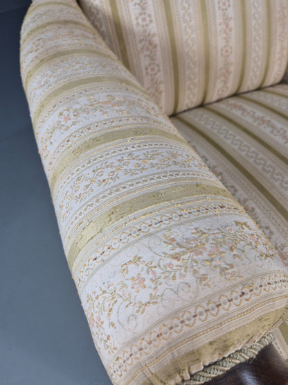 Antique Scandinavian Lounge Chair Regency Stripe Upholstery 1900s EB10765 VCAR6