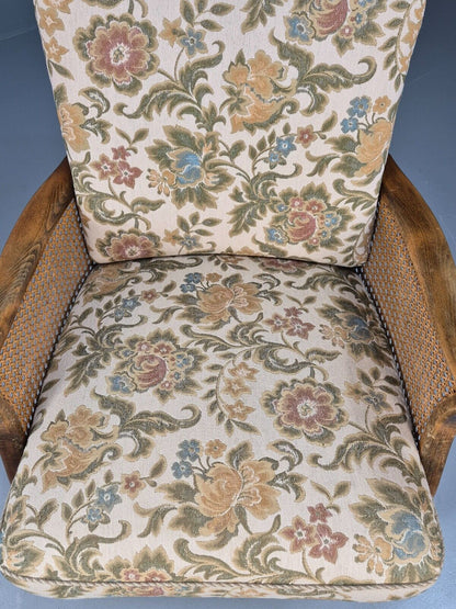 Vintage Danish Bergere Lounge Chair, Floral Cloth, Antique Style EB9003 VBER - UKDK FURNITURE