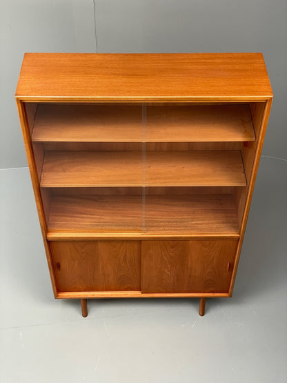 Vintage Teak Bookcase Retro 1960s Glazed Unit By Gibbs Furniture EB9776 MWOO - UKDK FURNITURE