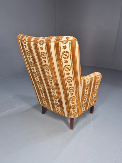 Retro Tub Lounge Chair Vintage Denmark 1960s Orange and Cream  EB10735 VCLO10