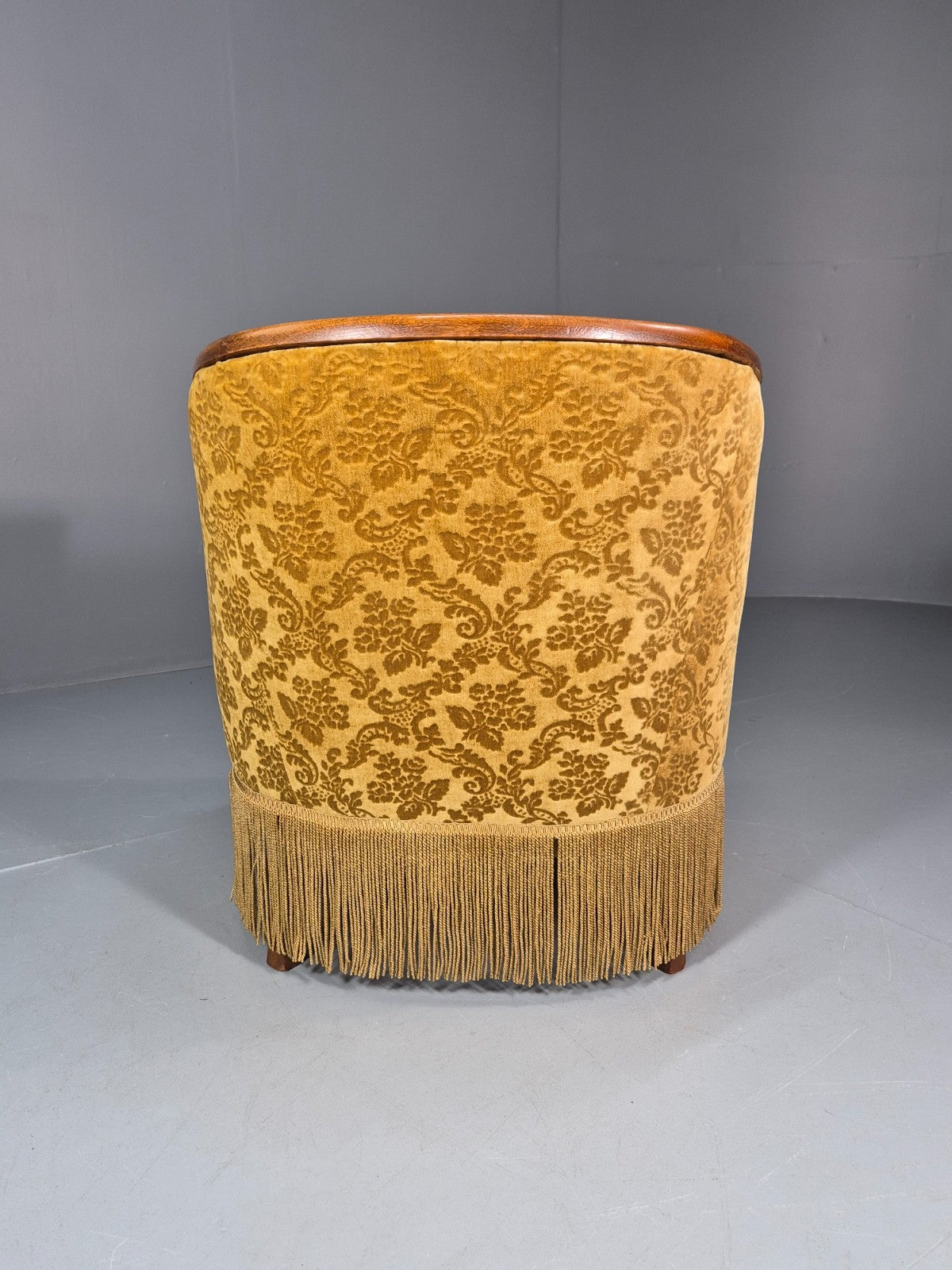 Art Deco Tub Chair Danish Vintage Gold Moquette Tassels Oak Frame  EB10753 VCLO9