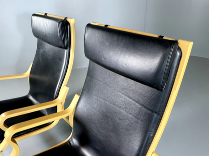 2 Danish Leather Chairs Bentwood Ostergaard Vintage Retro MCM EB5762 MBEN3