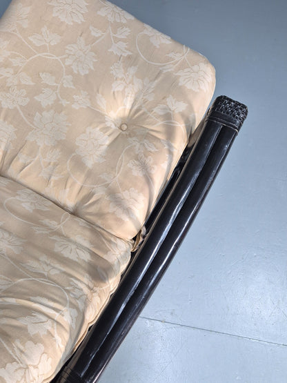 Vintage Japanned Bamboo Lounge Chair and Footstool 1980s Retro EB10718 VBER11